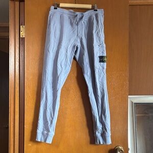 Stone Island Pale Blue Men’s Cargo Joggers with Badge